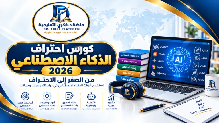 كورس احتراف الذكاء الاصطناعي 2026: من الفكرة إلى الإنتاج المتكامل (صور، فيديو، صوت، مونتاج، عروض وتسويق)